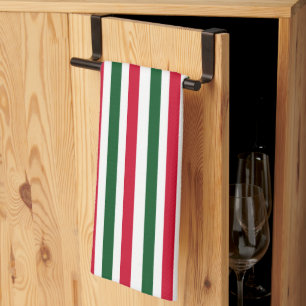 Röd och Grönt Candy cane jul Rand Kökshandduk