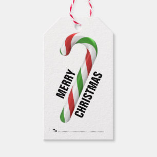 Röd och Grönt Candy cane-julen, strimlad Presentetikett