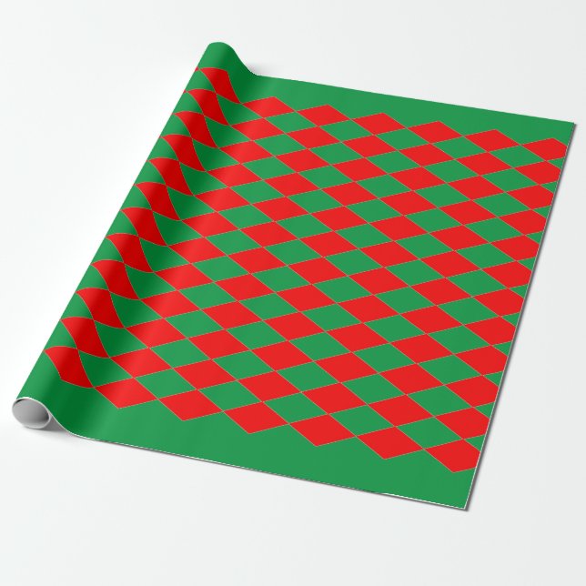 RÖD OCH GRÖNT DIAMOND CHRISTMAS Wrapping Papper Presentpapper (Utrullad)