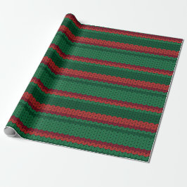 Röd och Grönt Faux Sticka Rand Presentpapper
