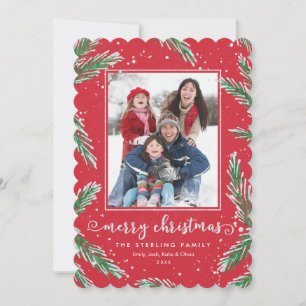 Röd och Grönt för fotojulkort Glitter Julkort