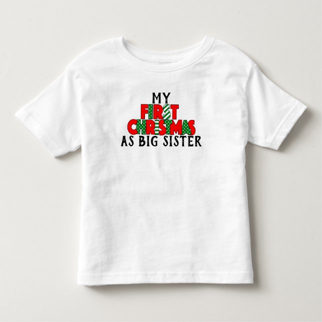 Röd och Grönt Första jul för Big Sister T Shirt (Framsida)