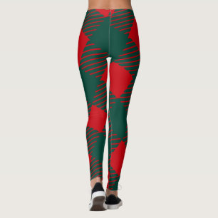 Röd och grönt fyrkantsruta Modern enkel för henne Leggings