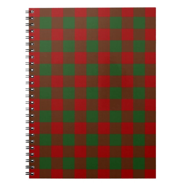 Röd och Grönt Gingham Mönster Anteckningsbok Med Spiral (Framsidan)