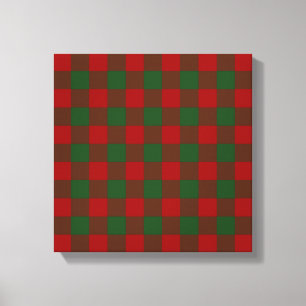 Röd och Grönt Gingham Mönster Canvastryck