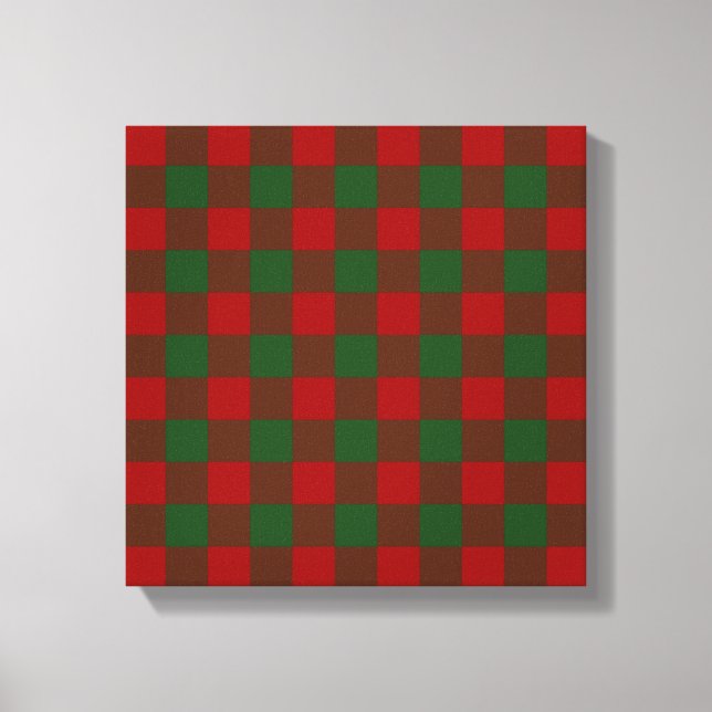 Röd och Grönt Gingham Mönster Canvastryck (Framsida)