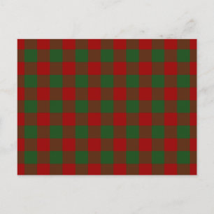 Röd och Grönt Gingham Mönster Vykort