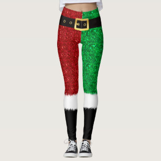 Röd och Grönt Glitter, mousserande kvarter jul Leggings