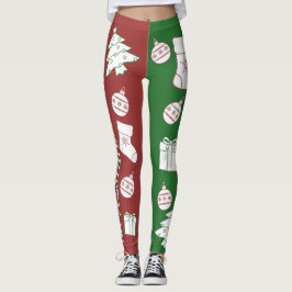 Röd och Grönt God jul Kvinnors förband Leggings