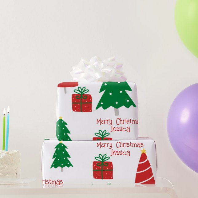 Röd och Grönt God jul Presentpapper (Festgåvor)