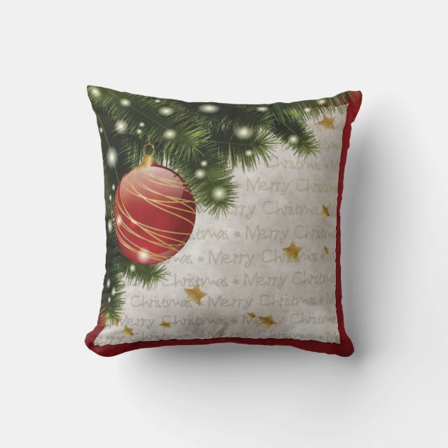 Röd och Grönt God jul Square Kudde (Framsida)