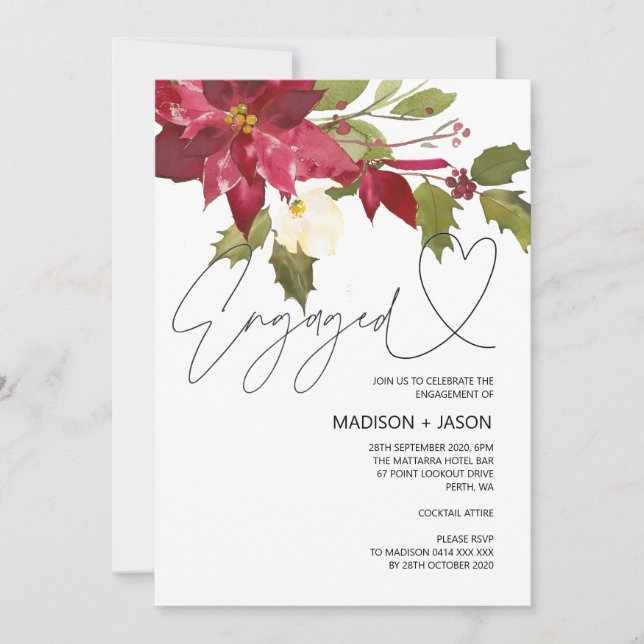 Röd och Grönt Helgdag Förlovningsfest Inbjudningar (Framsida)