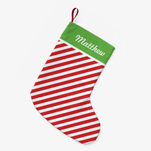 Röd och Grönt Helgdag Rand Monogram Liten Julstrumpa
