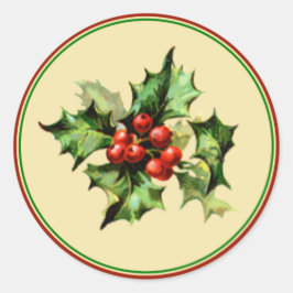 Röd och Grönt Holly-Helgdag - kuvertförseglingar Runt Klistermärke