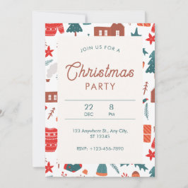 Röd och Grönt, illustrativ jul Party Inbjudningar