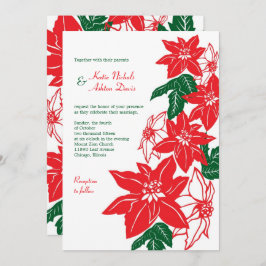 Röd och Grönt Jul Poinsettias Helgdag Bröllop Inbjudningar