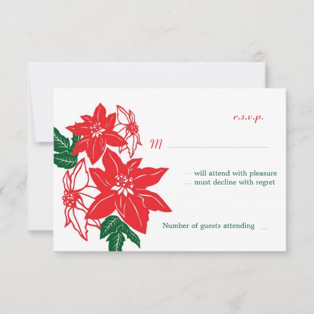 Röd och Grönt Jul Poinsettias Helgdag Bröllop Inbjudningar (Framsida)