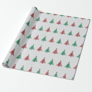 Röd och Grönt Julgran Gift Grått Sömlös Presentpapper