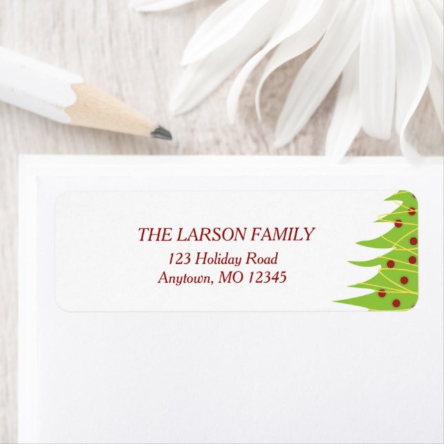 Röd och Grönt Julgran | HELGDAG ADRESS Returadress Etikett (Insitu)