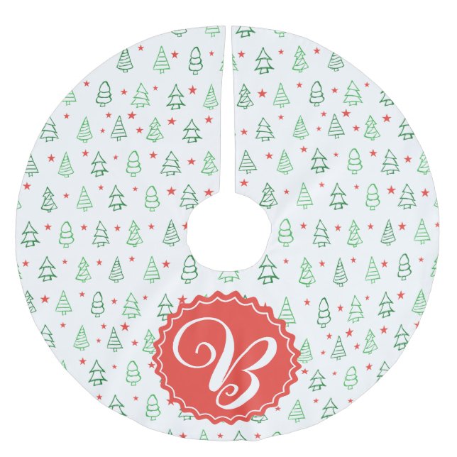 Röd och Grönt Julgran Julgransmatta Borstad Polyester (Framsidan)