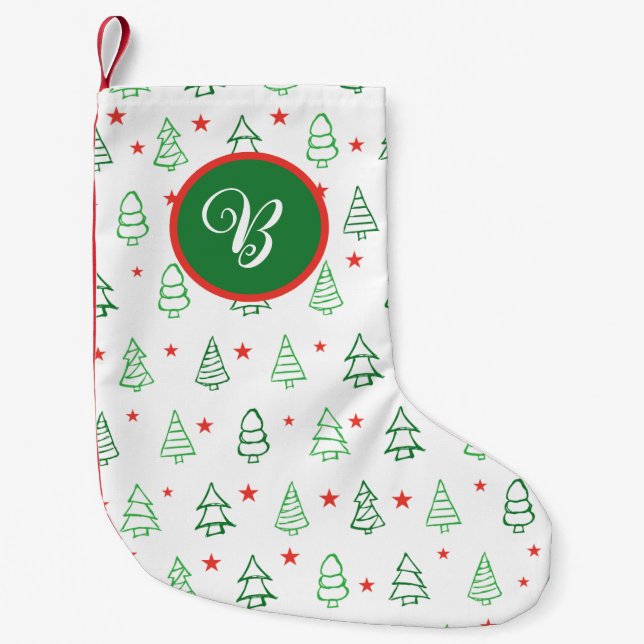 Röd och Grönt Julgran Liten Julstrumpa (Framsidan)