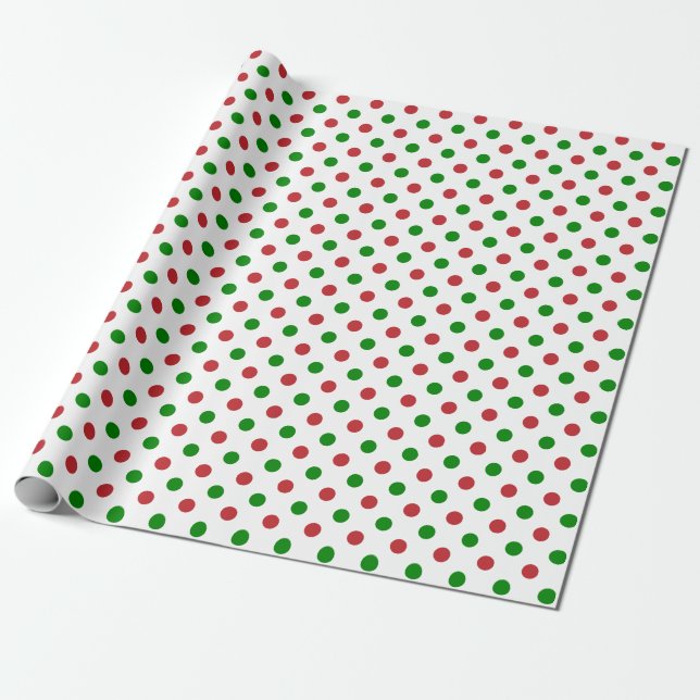 Röd och Grönt julpolka Dot Wrapping Papprare Presentpapper (Utrullad)
