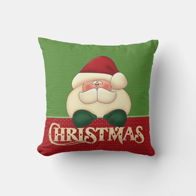 Röd och Grönt jultomten Pillow Kudde (Framsida)