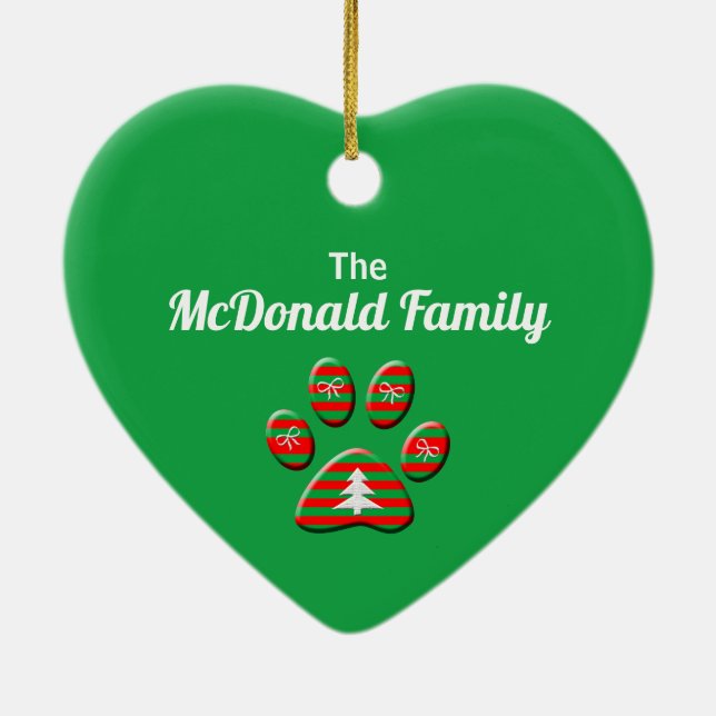 Röd och Grönt, kantad jul i Tass Julgransprydnad Keramik (Baksidan)