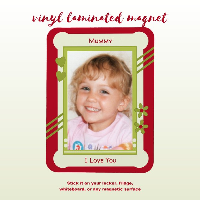 Röd och grönt kärlek kan du mumma fotot magnet (Skapare uppladdad)