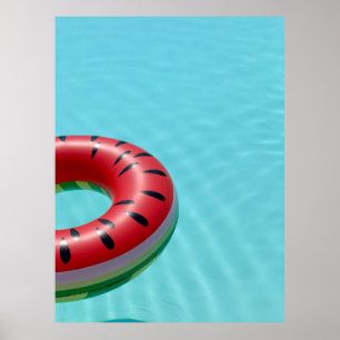 Röd och grönt livboj på simning i bassäng poster