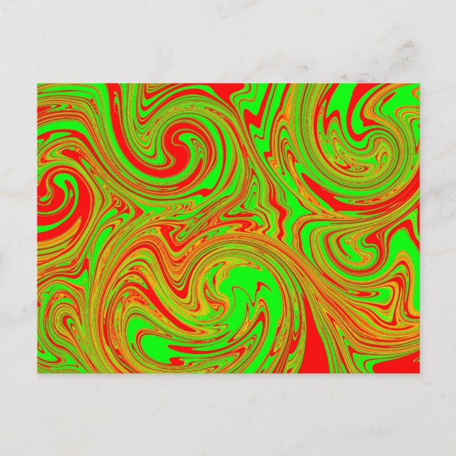 Röd och Grönt Marble Art Vykort (Framsida)