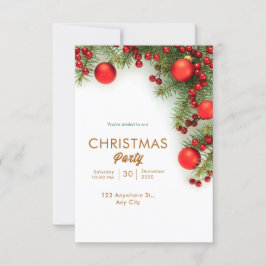 Röd och Grönt - minimalistisk jul Inbjudningar