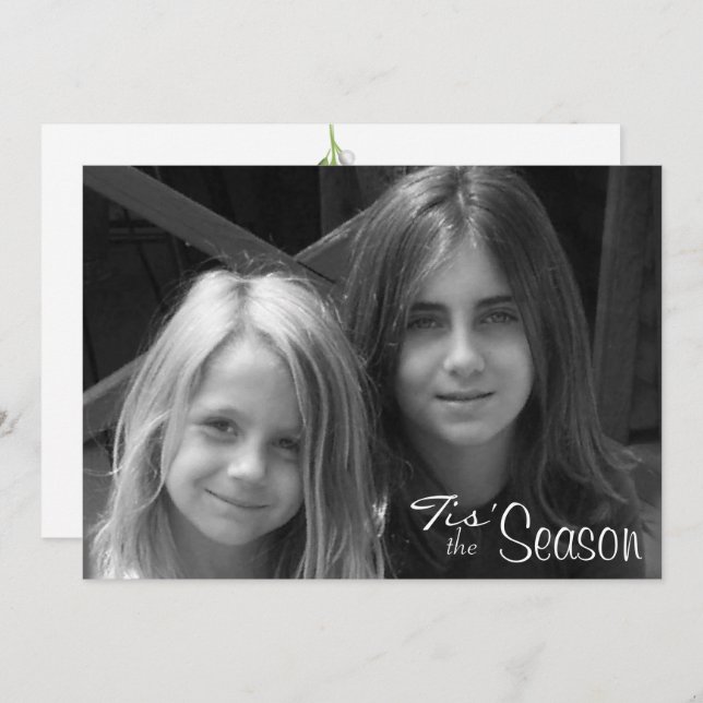 Röd och Grönt Mistletoe Julfoto Julkort (Fram/baksida)