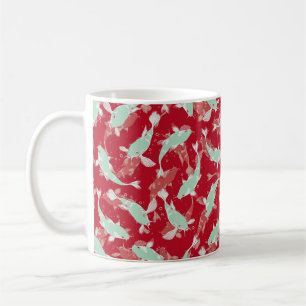 Röd och Grönt Mönster - Koi Fish Kaffemugg
