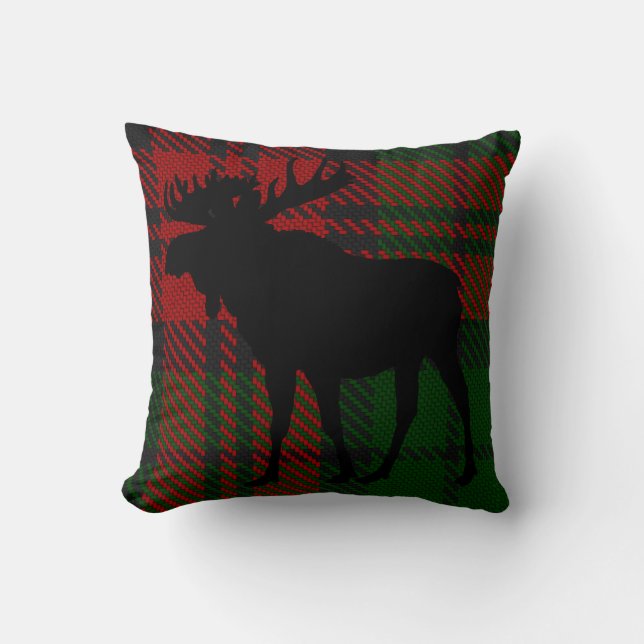 Röd och Grönt Moose Pillow Kudde (Framsida)