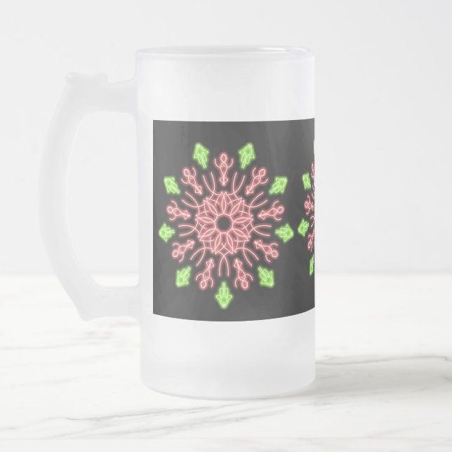 Röd och grönt nyblomma frostat ölglas (Vänster)