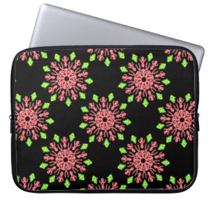 Röd och grönt nyblomma laptop fodral