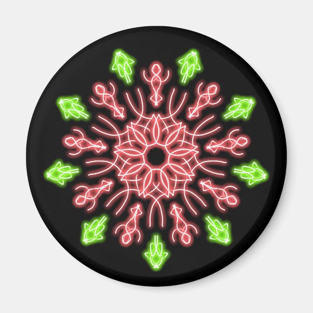 Röd och grönt nyblomma magnet (Framsidan)