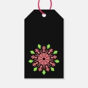 Röd och grönt nyblomma presentetikett