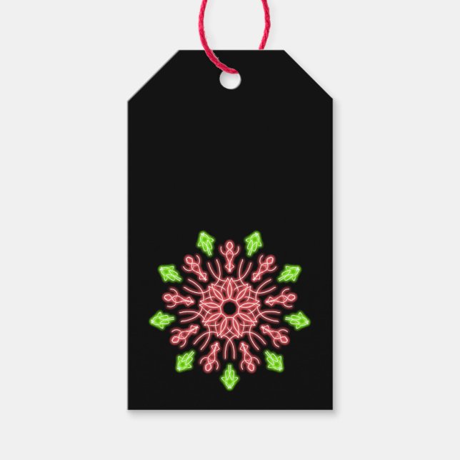 Röd och grönt nyblomma presentetikett (Framsidan)