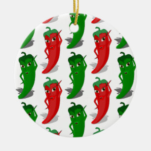 Röd och Grönt Pepper Divas Tecknad Mönster Julgransprydnad Keramik