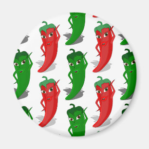 Röd och Grönt Pepper Divas Tecknad Mönster Magnet