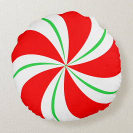 Röd och Grönt Peppermint Candy Julpillow Rund Kudde