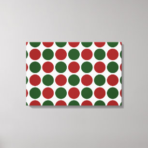 Röd och Grönt Polka dots på vitt Canvastryck