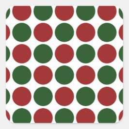 Röd och Grönt Polka dots på vitt Fyrkantigt Klistermärke