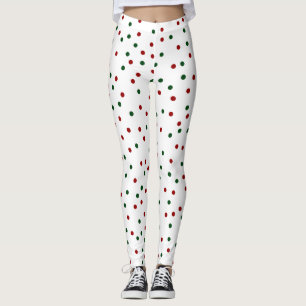 Röd och Grönt Polka punkt Leggings