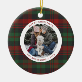 Röd och Grönt Pput Single Photo Helgdag Julgransprydnad Keramik