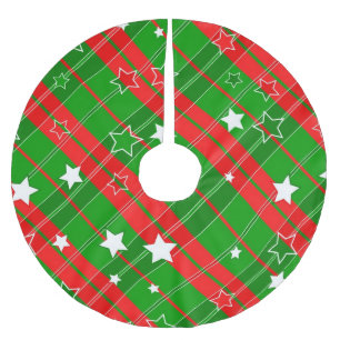 Röd och Grönt Rand Julgransmatta Borstad Polyester