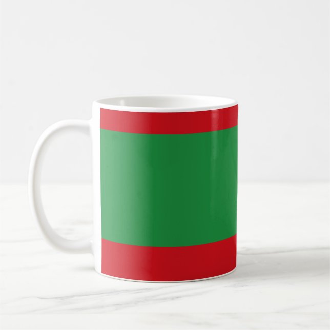 Röd och grönt rand kaffemugg (Vänster)