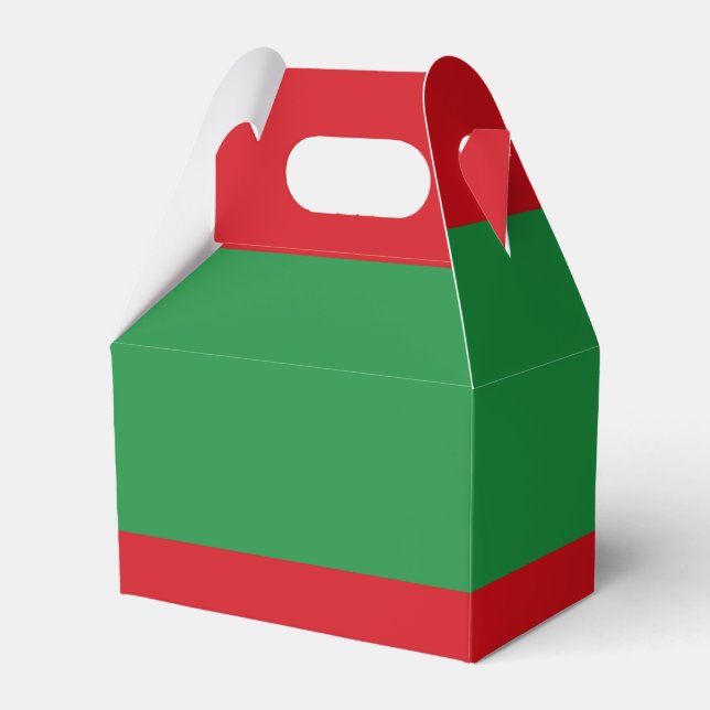 Röd och grönt rand presentaskar (Framsidan Sidan)